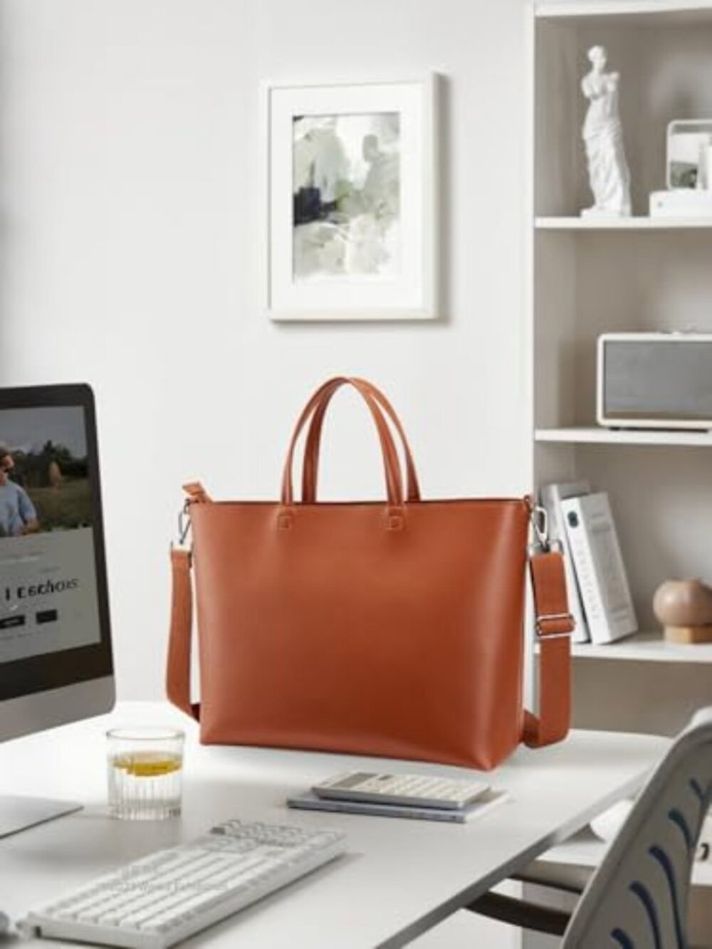 Faux Leather Tote Bag Zipper Shoulder Satchel Casual Work Dating College - Picture 3 of 7